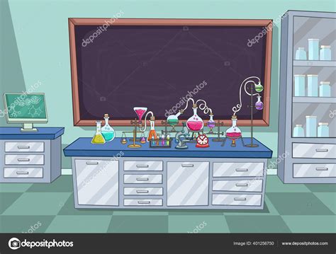 Cartoon Laboratory Science Experiments Chemistry Classroom Stock Vector ...