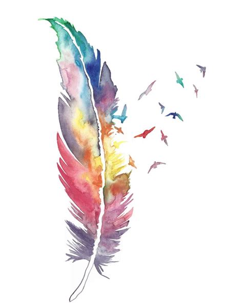 Rainbow Feather Print Watercolour Painting Watercolour | Etsy | Rainbow ...