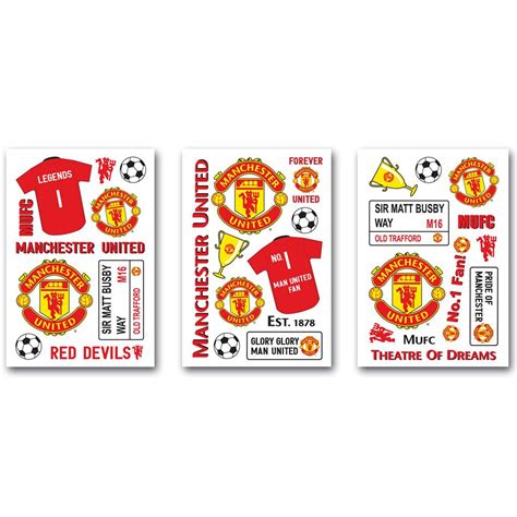 MANCHESTER UNITED FC STIKAROUNDS WALL STICKERS 32 PIECES FOOTBALL DECOR ...