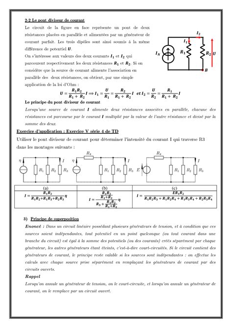 Séance 10-2021-2022 Le pont diviseur de courant - 2-2 Le pont diviseur ...