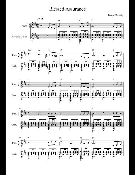 Blessed Assurance sheet music for Piano, Guitar download free in PDF or ...