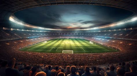 Premium AI Image | Football or soccer stadium with fans in the stands