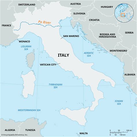 Physical Map Of Italy Rivers