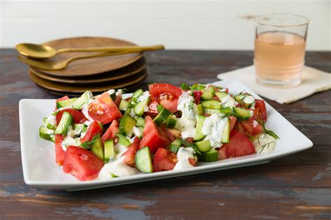 Creole Tomato and Cucumber Salad with Feta Dressing Recipe - Blue Plate ...