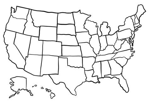 50 States Map Blank Fill | United states map, World map printable, Usa map