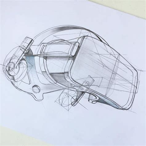 First part of the sketching process of a VR headset. Start with ...