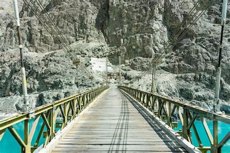 Premium Photo | Bridge cross the shyok river in nubra valley at turtuk ...