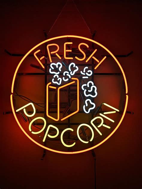 Fresh Popcorn Neon Sign / Movie Theater Neon