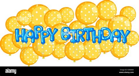 Yellow balloons with word happy birthday illustration Stock Vector ...