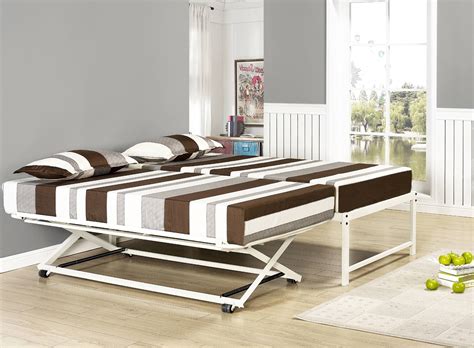 Archer 17"H Platform Daybed Bed Frame With Pop-Up Trundle & Mattresses ...