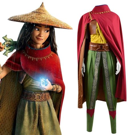 Raya and The Last Dragon Raya Cosplay Costume Cape Suit Full Set Outfi ...