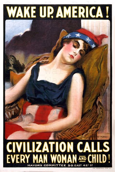 WW1 American Propaganda poster WAKE UP AMERICA | Etsy