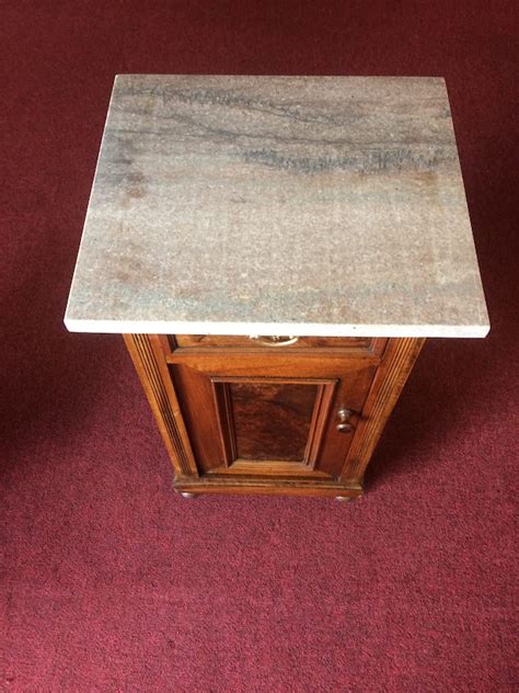 Antique Marble Top Stand, Victorian End Table