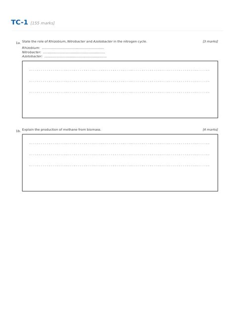 (155 Marks) : 1a. State The Role of Rhizobium, Nitrobacter and ...