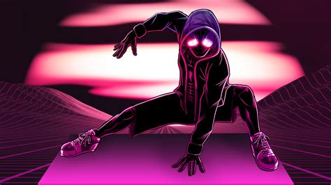 Miles Morales Wallpaper 4K, Spider-Man, Neon, Pink, Spiderman