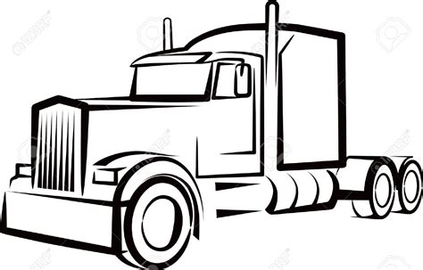 Semi Truck Line Drawing | Free download on ClipArtMag