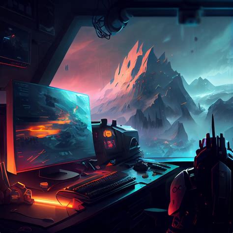 Premium Photo | Gaming desktop PC computer setup gamer illustration