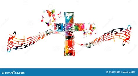 Colorful Music Notes With Cross Clip Art | Images and Photos finder