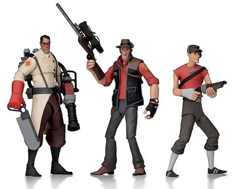 NECA Team Fortress 2 RED Series 4 Sniper, Scout Medic Set of 3 Action ...