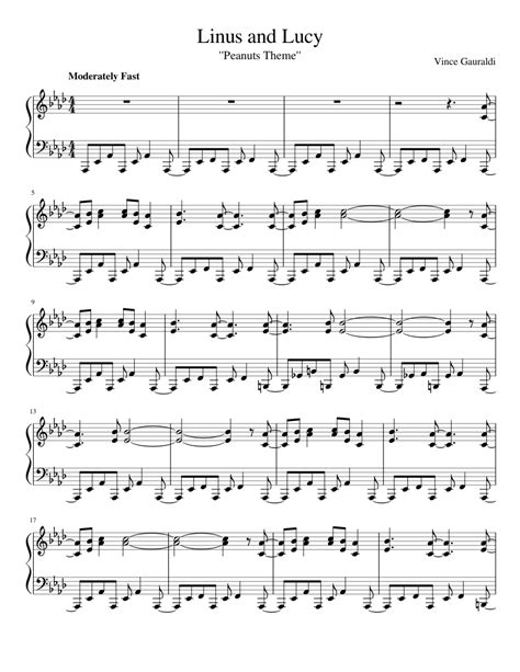 Free Printable Linus And Lucy Piano Sheet Music