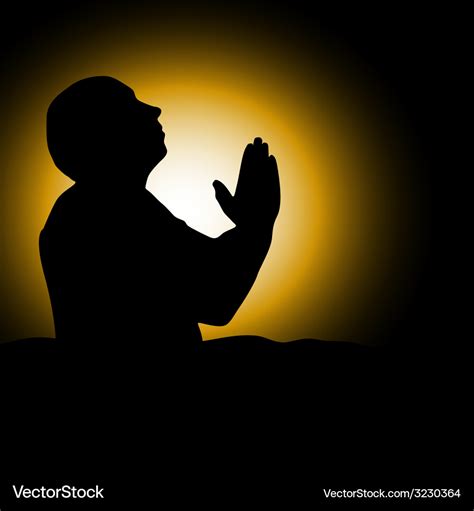 Man praying black silhouette Royalty Free Vector Image