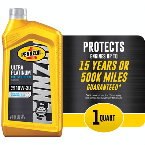 Pennzoil Ultra Platinum 10W-30 Full Synthetic Motor Oil, 1 Quart ...