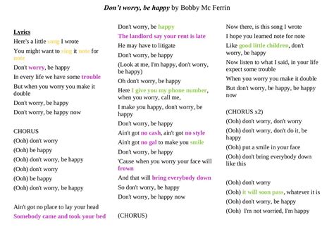 Lyrics Don't Worry - Cours PDF