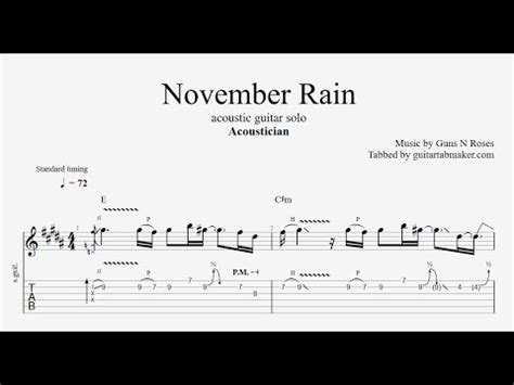 November Rain solo TAB - acoustic guitar solo tabs (PDF + Guitar Pro ...