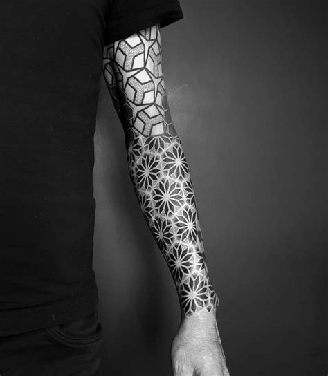 Hexagon Tattoo Sleeve by @tom__ten - Tattoogrid.net