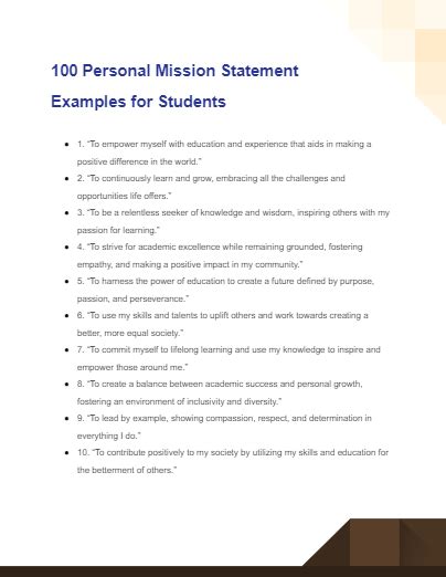 Personal Mission Statement for Students - 99+ Examples, How to Write, PDF