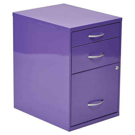 Osp Designs 3 Drawer Vertical Metal Lockable Filing Cabinet, Purple ...