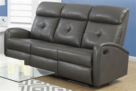 88GY-3 Charcoal Gray Bonded Leather Reclining Sofa from Monarch ...