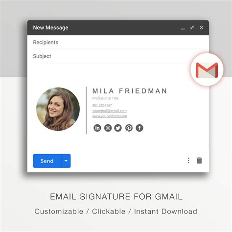 Gmail Email Signature Template. A Modern Email Signature Clickable ...