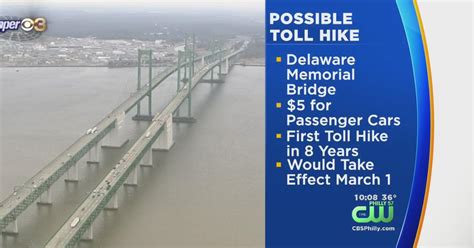 Delaware Memorial Bridge Toll Rate Could Increase In 2019 - CBS ...