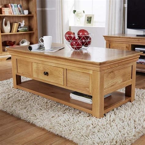 Rowlinson Breton Solid Oak 2 Drawer Coffee Table With Shelf