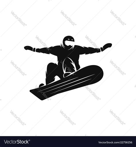 Silhouette of a snowboarder on the snowboard free Vector Image