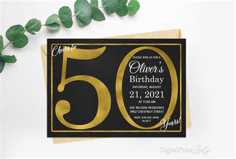 50th Birthday Invitations Men Birthday Party Chalkboard - Etsy