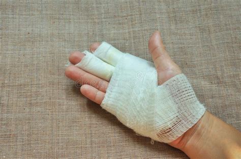 Injury hand with bandage stock image. Image of care, medical - 32328629