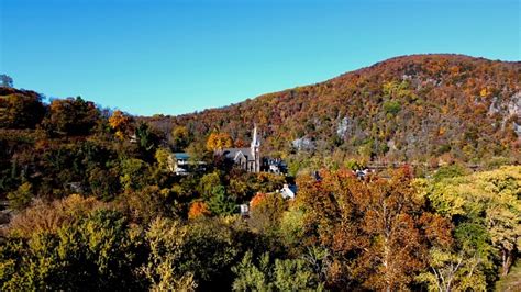 Harpers Ferry Fall Foliage Stock Photo - Download Image Now - Church ...