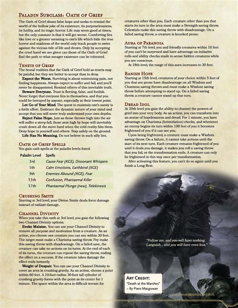 The Oath of Grief (Paladin) — DND Unleashed: A Homebrew Expansion for ...