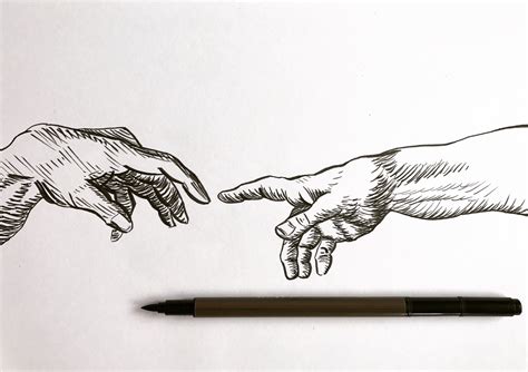 Drawing Creation Of Adam Hands