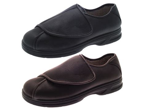 Mens Diabetic Comfort Shoes Extra Wide Fit Adjustable Velcro Shoes Size ...