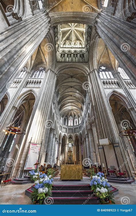 Inside Rouen cathedral editorial stock photo. Image of sightseeing ...