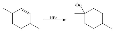 The following electrophilic addition reaction involves a carbocation ...