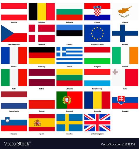 All flags of the countries european union Vector Image