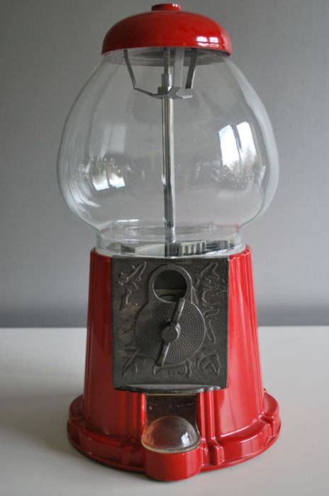 Classic red vintage gumball machine, colour red - metal and glass ...