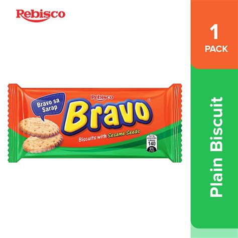 Rebisco Bravo Plain Biscuits with Sugar and Sesame Seeds 31G X 10Pcs ...