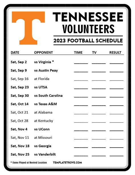 Tennessee Football Schedule 2023 And Results - PELAJARAN