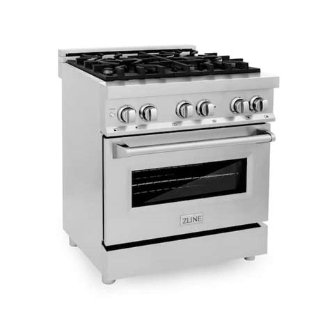 ZLINE Kitchen and Bath 30 in. 4 Burner Dual Fuel Range in Stainless ...