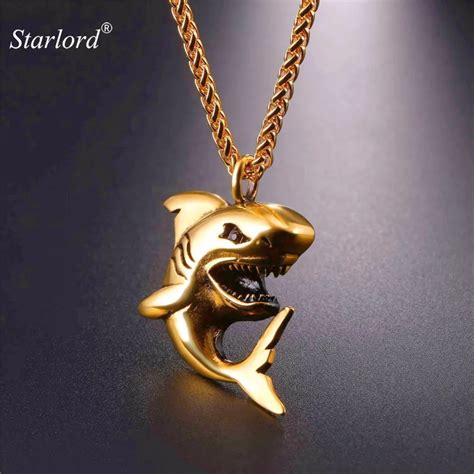 Aliexpress.com : Buy Starlord Shark Shape Pendant Necklace Gold/Black ...